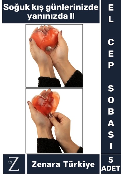 Jel Kalp Cep Sobası 5 Adet Termojel