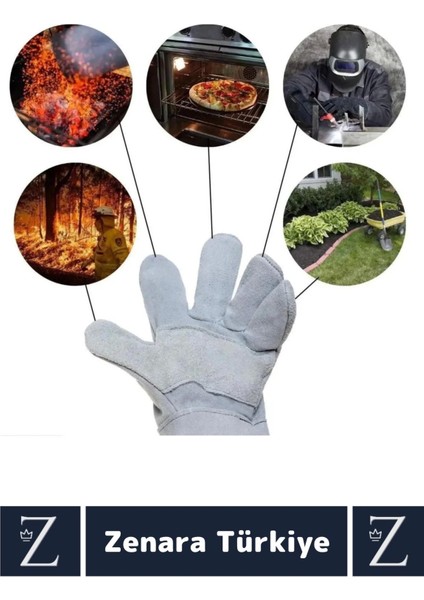 Dayanıklı Kaynak Yangın Mangal Tamir Iş Su Geçirmez Yüksek Isıya Dayanıklı Çok Amaçlı Deri Eldiven