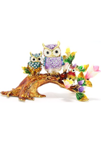 Swarovski Dal Üstünde 3 Lü Baykuş