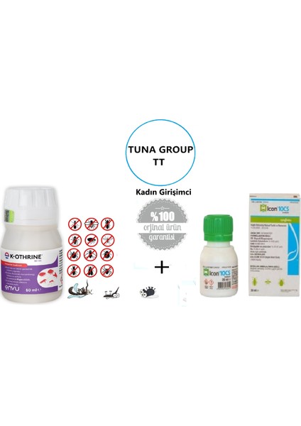 K-Othrine Sc 50 ml ve Icon 10 Cs 20 ml Ikilisi - Kene, Karınca, Böcek Ilacı