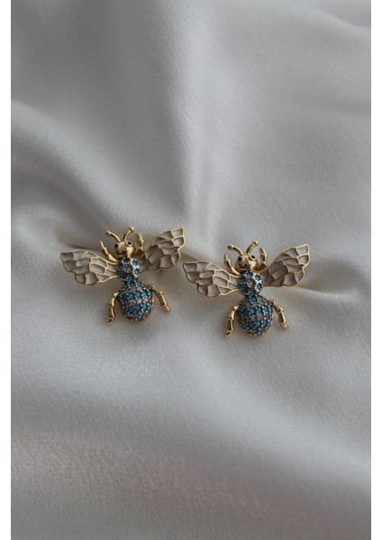 Vıp Çelik Zirkon Taşlı Arı Küpe