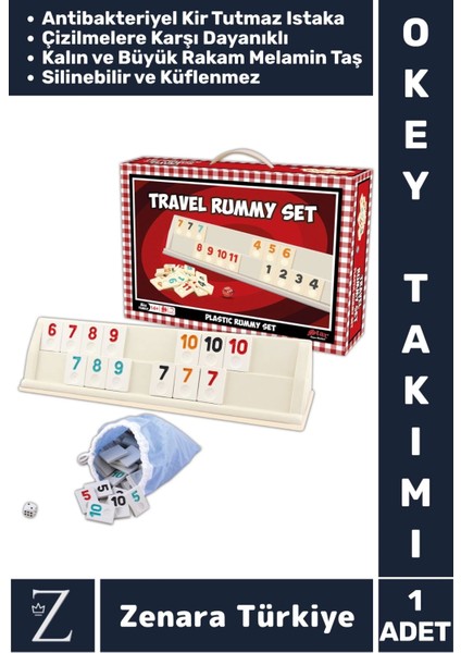 Aile Ev Arkadaş Kahve Cafe Piknik Oyun Dayanıklı Antibakteriyel Kir Tutmaz Plastik 101 Okey Takımı