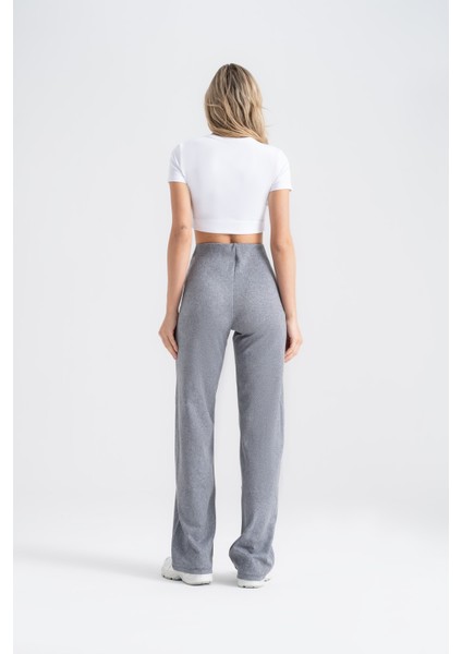 Kadın Boru Paça Tayt Gri Denim Görünümlü, Slim Fit Günlük Şıklık fiyatları