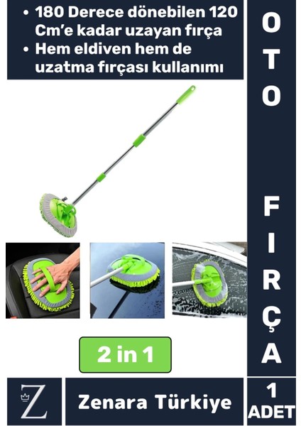 Oto Bakım 180 Derece Dönen Su Emici Tak Çıkar Paspas 2in1 Mikrofiber Uzun Saplı Araba Yıkama Fırçası