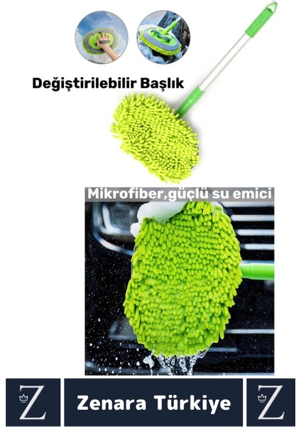 Oto Bakım 180 Derece Dönen Su Emici Tak Çıkar Paspas 2in1 Mikrofiber Uzun Saplı Araba Yıkama Fırçası fiyatları