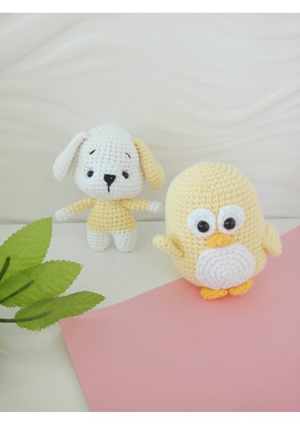 Amigurumi Sarı Oyuncak Penguen ve Köpek