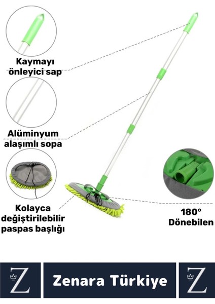 Oto Bakım 180 Derece Dönen Su Emici Tak Çıkar Paspas 2in1 Mikrofiber Uzun Saplı Araba Yıkama Fırçası fırsatları