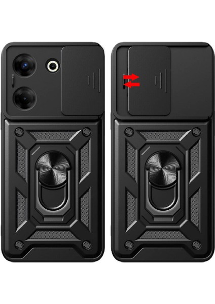 Tecno Camon 20 Pro 4g Kılıf Magnetik Standlı Kamera Korumalı Hzrv Sürgülü Vega Kapak-Siyah indirimleri