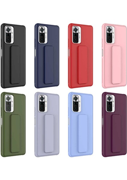 Xiaomi Redmi Note 10 Pro Kılıf Hzrv Qstand Kapak-Pembe