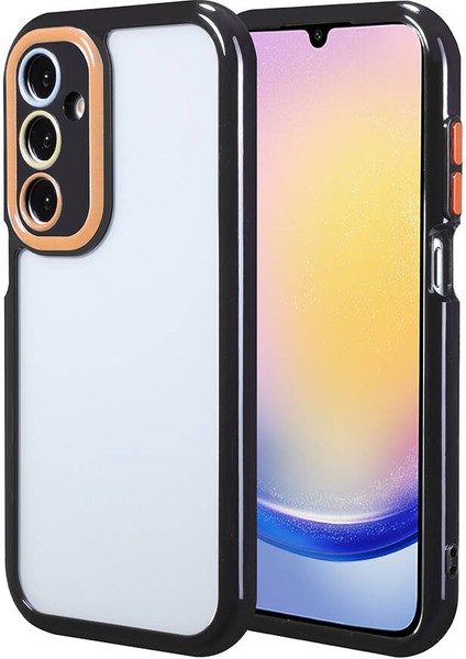 Galaxy A25 Kılıf Kamera Korumalı Renkli Kenar ve Çerçeve Tasarımlı Hzrv Vitamin Kapak-Siyah