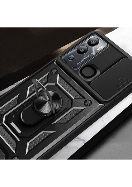 Infinix Hot 20I Kılıf Magnetik Standlı Kamera Korumalı Hzrv Sürgülü Vega Kapak-Mavi fırsatları