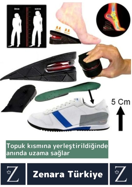 Ortopedik Ultra Rahat Tüm Ayakkabılara Uyumlu Kaymaz Topuk Anında 5 cm Boy Uzatan Tabanlık 2 Çift modelleri