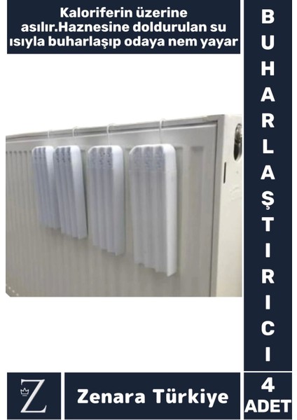 Uzun Ömürlü Isıya Dayanıklı Kalorifer Petek Üstü Nemlendirici Su Buharlaştırıcı Askılı Suluk 4 Adet