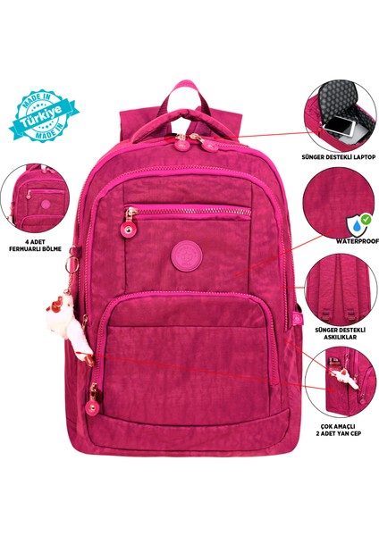 Krinkıl Kumaş Hafif Sırt Çantası - Okul/günlük Kullanıma Uygun , Su Geçirmez , Çok Bölmeli