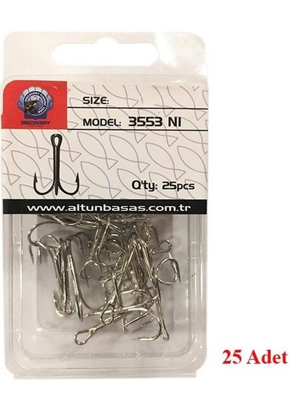 Discovery 3553 No:1/0 3lü Nikel Olta Iğnesi 25ADET