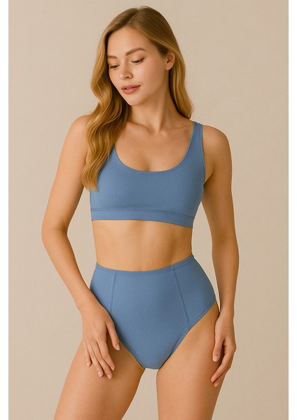 Mavi Sculptfit Yüksek Bel & Toparlayıcı & Şekillendirici Bikini Altı