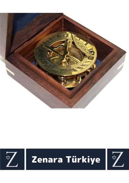 Dekoratif Koleksiyon Erkek Arkadaş Sevgililer Günü Hediye Ahşap Kutu Pirinç Güneş Saati Pusula fiyatları
