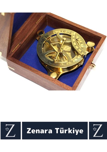 Dekoratif Koleksiyon Erkek Arkadaş Sevgili Özel Gün Hediye Ahşap Kutu Pirinç Güneş Saati Pusula fiyatları