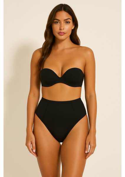 Siyah Sculptfit Yüksek Bel & Toparlayıcı & Şekillendirici Bikini Altı