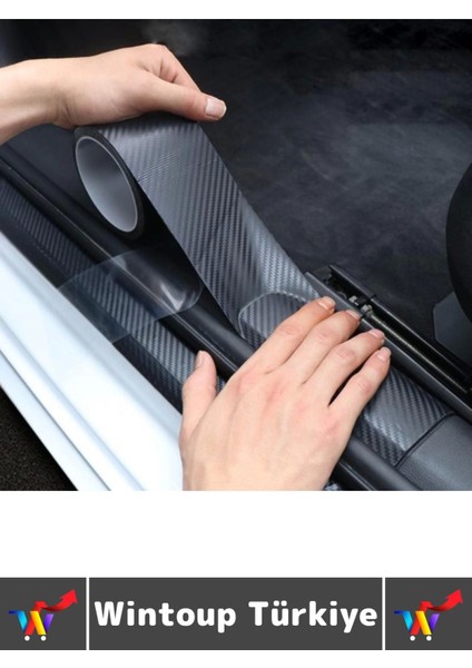 Iz Bırakmaz Su Güneş Işını Dayanıklı Oto Eşik Kapı Kaput Boya Çizilme Koruma Karbon Fiber Bant 4ADET fiyatları