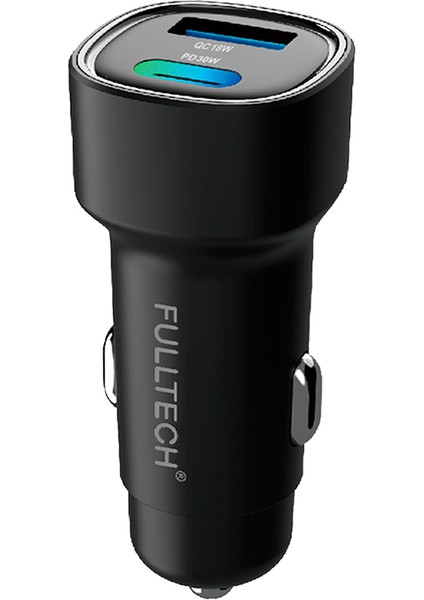 FC17 48W Hızlı Şarjlı Araç Şarj Cihazı | Usb-C & USB Çift Giriş | C To Lightning Kablo Dahil | Renkli Işıklı Port | 30W Pd + 18W Qc