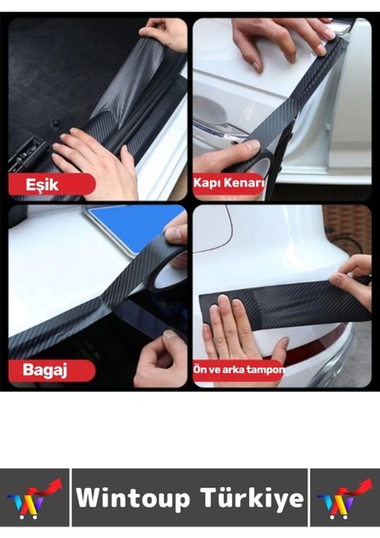 Iz Bırakmaz Su Güneş Işını Dayanıklı Oto Eşik Kapı Kaput Boya Çizilme Koruma Karbon Fiber Bant 5ADET indirimleri