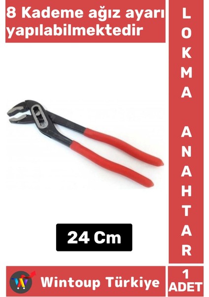 Premium Ergonomik 8 Kademe Ağız Ayarlı Fort Pense Boru Çeşme Musluk Anahtarı 24 cm