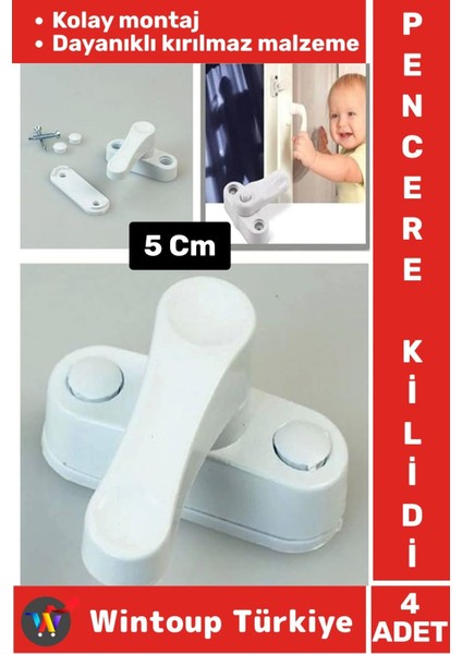 Premium Dayanıklı Güvenlik Çocuk Odası Bebek Odası Pvc Pencere Kapı Kırılmaz Emniyet Kilidi 4 Adet