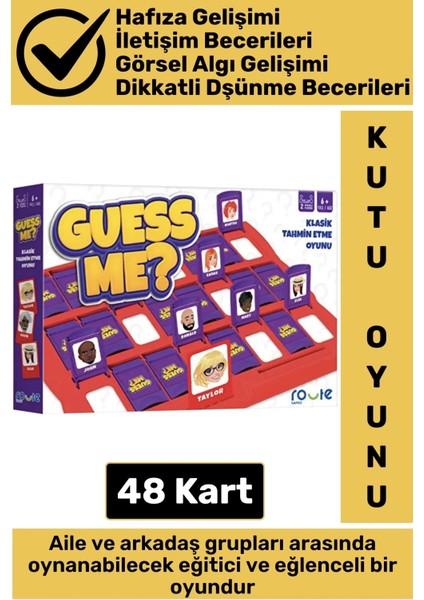 Eğitici Görsel Algı Hafıza Dikkat Bilgi Beceri Zeka Gelişimi Çocuk Yetişkin Oyun Tahmin Etme Oyunu