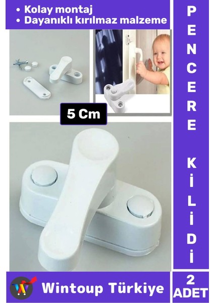 Premium Dayanıklı Güvenlik Çocuk Odası Bebek Odası Pvc Pencere Kapı Kırılmaz Emniyet Kilidi 2 Adet