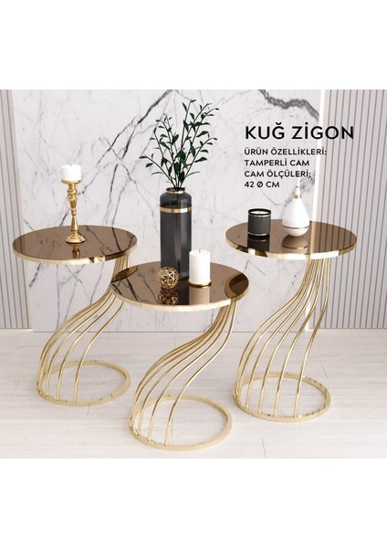 Üçlü Kuğu Zigon Sehpa