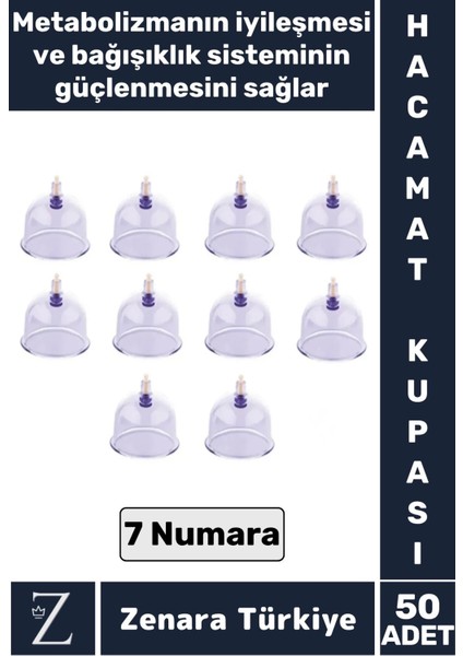 Yüksek Kaliteli Dayanıklı Hijyenik Vakumlu Hacamat Kupası 7 Numara 50 Adet