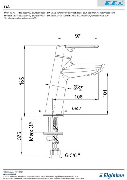 Lia Lavabo Bataryası 102188888 modelleri
