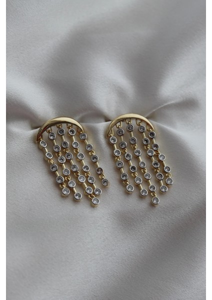 Vıp Çelik Zirkon Taşlı Moonlight Küpe