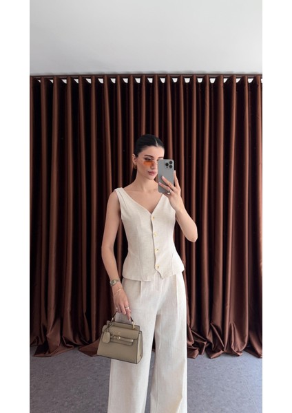 Taş Keten Yelek-Pantolon Takım modelleri