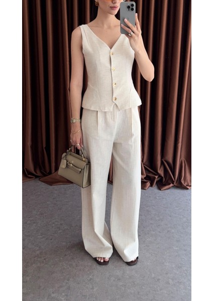 Taş Keten Yelek-Pantolon Takım fırsatları