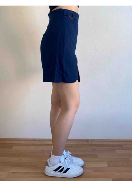 Toka Detaylı Keten Şort Etek modelleri