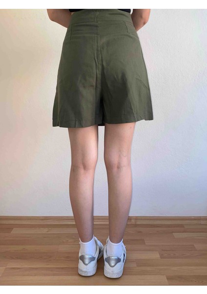 Toka Detaylı Keten Şort Etek fiyatları