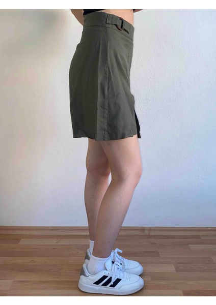 Toka Detaylı Keten Şort Etek modelleri