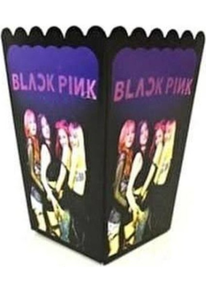 Blackpink Temalı Popcorn Kutusu 8'li | Kullan-At Renkli Mısır Kutusu Doğum Günü ve Parti Için Karton Cips Mısır Kutusu
