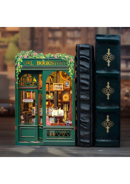 Owl Bookstore - Yeni Stil Mini Book Nook Kiti, Kendin Yap Oyuncak Evler, Minyatür Ev Kiti fırsatları