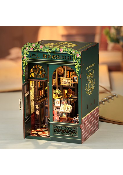 Owl Bookstore - Yeni Stil Mini Book Nook Kiti, Kendin Yap Oyuncak Evler, Minyatür Ev Kiti