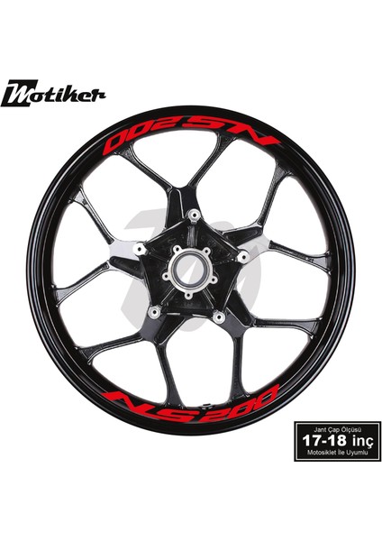 Bajaj Pulsar Ns 200 Yazılı 8 Li Jant Içi Yazı Sticker Kırmızı