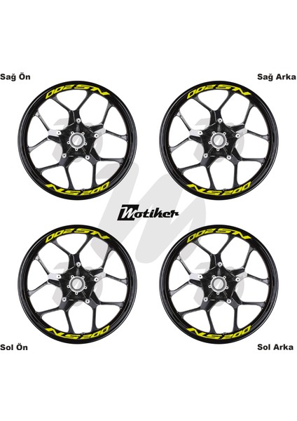 Bajaj Pulsar Ns 200 Yazılı 8 Li Jant Içi Yazı Sticker Neon Sarı fiyatları