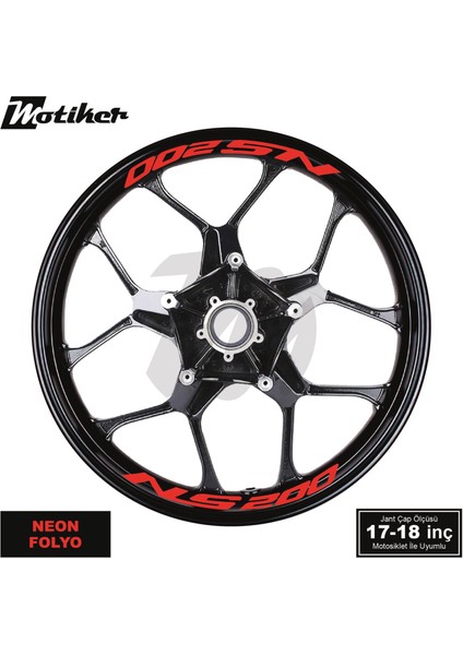 Bajaj Pulsar Ns 200 Yazılı 8 Li Jant Içi Yazı Sticker Neon Turuncu