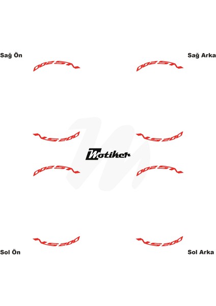 Bajaj Pulsar Ns 200 Yazılı 8 Li Jant Içi Yazı Sticker Neon Turuncu modelleri