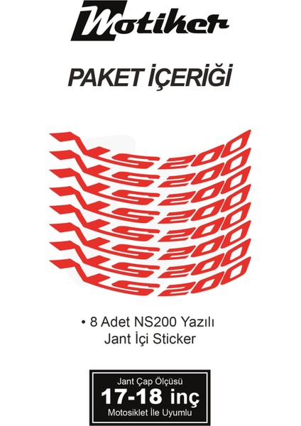 Bajaj Pulsar Ns 200 Yazılı 8 Li Jant Içi Yazı Sticker Neon Turuncu fırsatları