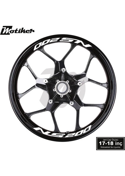 Bajaj Pulsar Ns 200 Yazılı 8 Li Jant Içi Yazı Sticker Beyaz