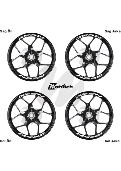 Bajaj Pulsar Ns 200 Yazılı 8 Li Jant Içi Yazı Sticker Beyaz fiyatları