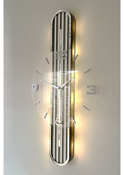 Şık Ayna ile 65CM LED Pilli Sessiz Çalışma Gümüş Antre Dekorasyon